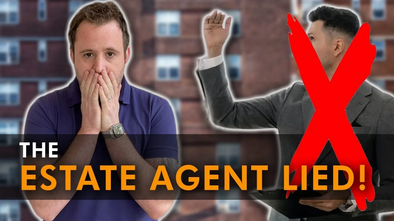 Mark Parham beside The Estate Agent Lied text and a crossed-out figure