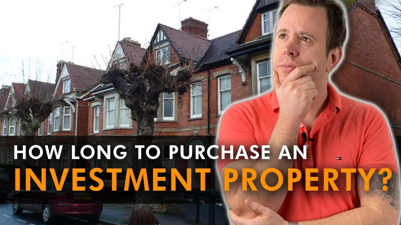 Mark Parham in a red shirt beside houses and a purchase-timing question