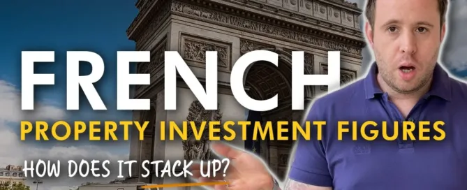 Mark Parham beside the Arc de Triomphe and French Property Investment Figures text