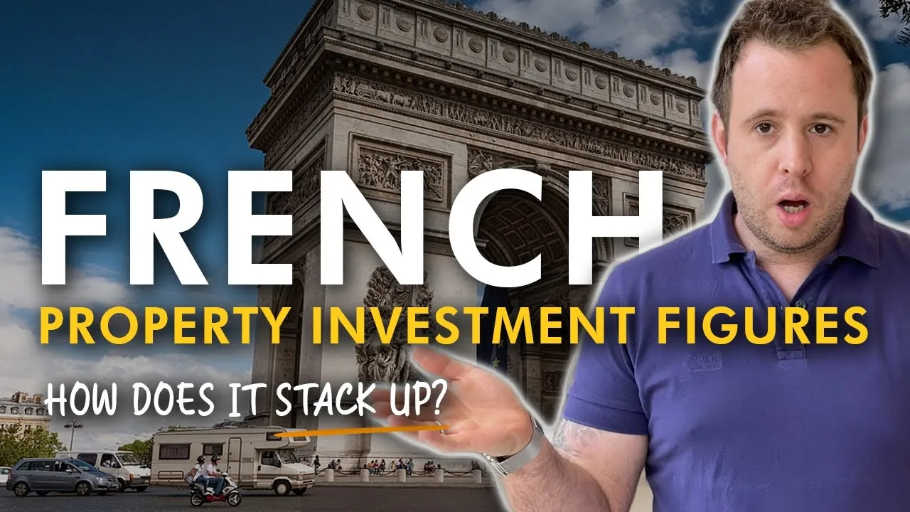 Mark Parham beside the Arc de Triomphe and French Property Investment Figures text