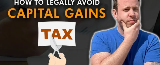 Mark Parham beside Capital Gains Tax text and a hand holding a tax sign
