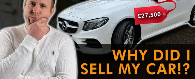 Mark Parham beside a white Mercedes and a £27,500 price tag