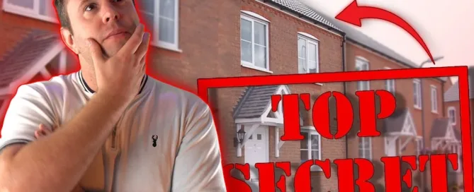 Mark Parham beside terraced houses and a Top Secret stamp