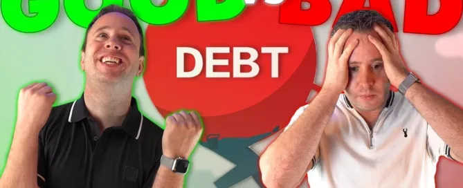 Two images of Mark Parham beside Good vs Bad Debt text