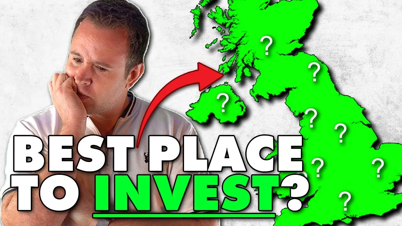 Mark Parham beside a green UK map and Best Place to Invest text