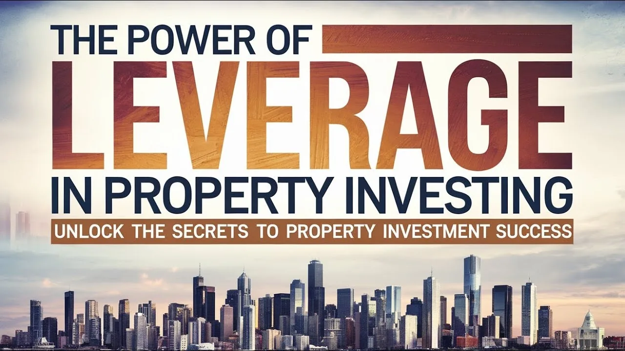 The Power of Leverage in Property Investing text above a city skyline