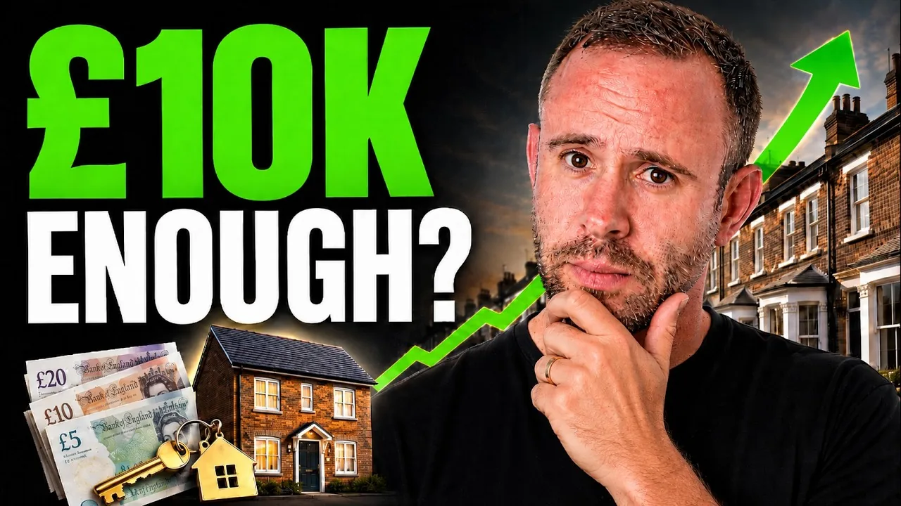 Mark Parham beside houses, banknotes and keys with the words “£10K enough?”.