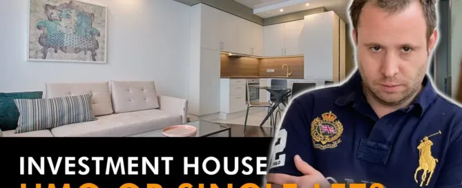 Mark Parham beside a furnished room and HMO or Single Let text