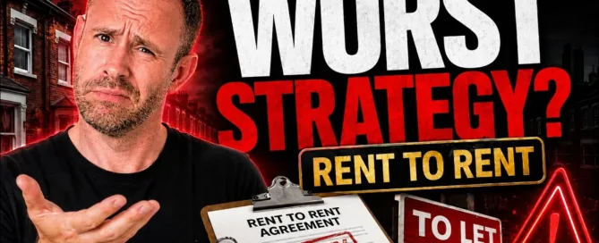 Mark Parham beside a rent-to-rent agreement, a To Let sign and the words “Worst strategy?”.