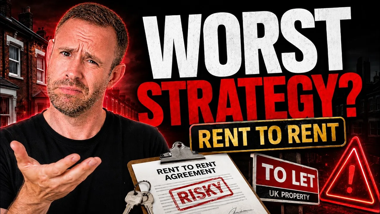 Mark Parham beside a rent-to-rent agreement, a To Let sign and the words “Worst strategy?”.