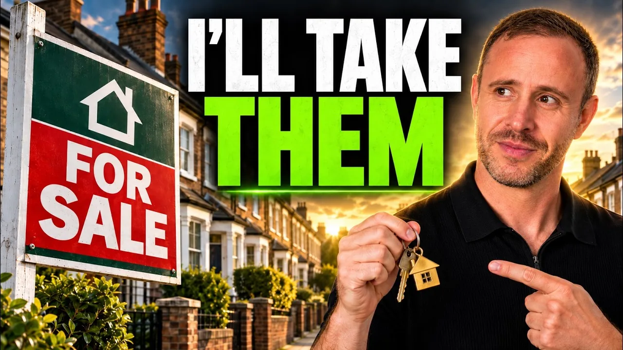 Mark Parham holding house keys beside a For Sale sign and the words “I’ll take them”.
