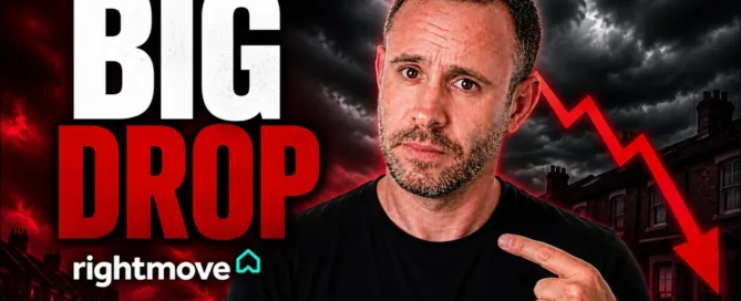 Mark Parham pointing towards a falling red graph beside the words “Big drop” and Rightmove.