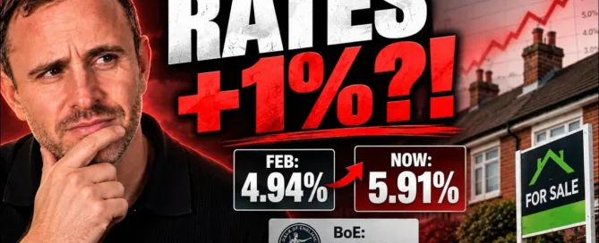 Mark Parham beside a rising mortgage-rate chart and February and September rate figures