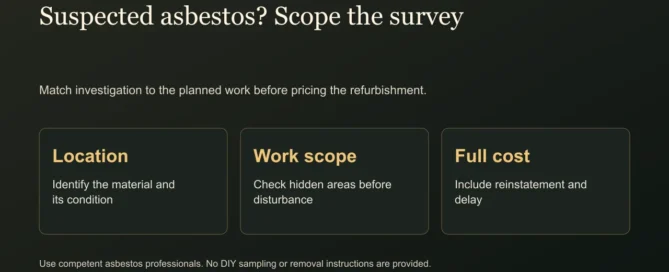 Suspected asbestos? Scope the survey. Match investigation to the planned work before pricing the refurbishment.