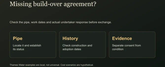 Missing build-over agreement?. Check the pipe, work dates and actual undertaker response before exchange.