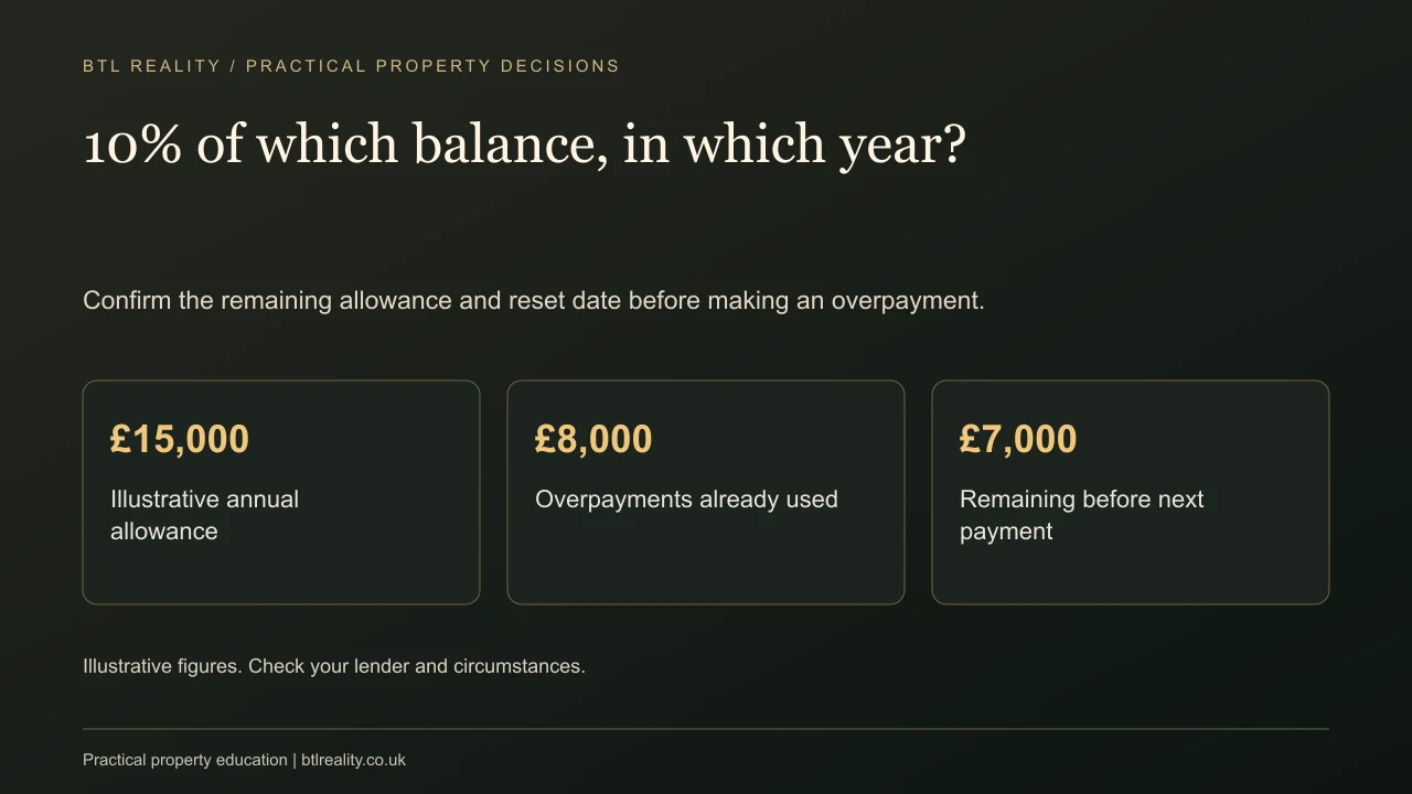 10% of which balance, in which year?. Confirm the remaining allowance and reset date before making an overpayment.