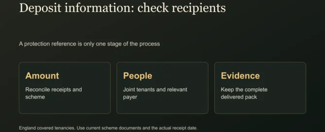 Deposit information: check recipients. A protection reference is only one stage of the process