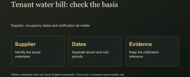 Tenant water bill: check the basis. Supplier, occupancy dates and notification all matter