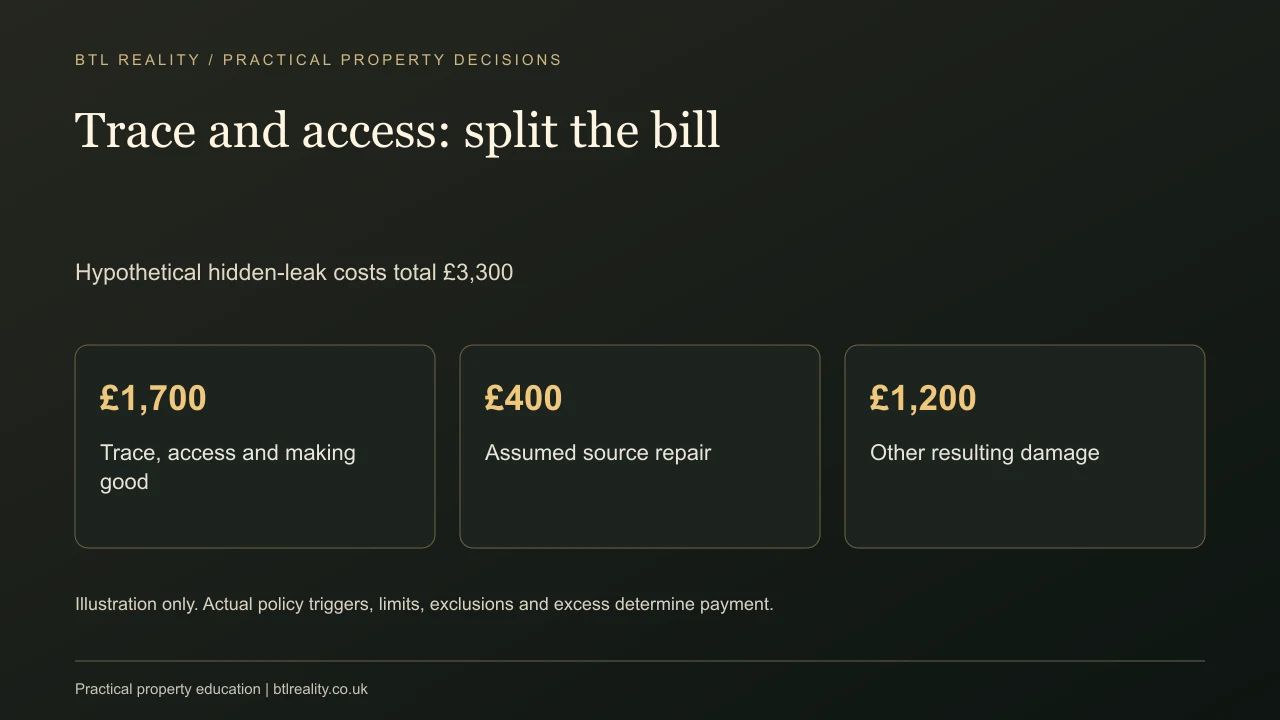 Trace and access: split the bill. Hypothetical hidden-leak costs total £3,300