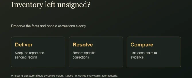 Inventory left unsigned?. Preserve the facts and handle corrections clearly